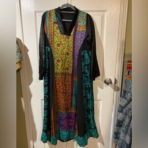 Embroidered Patchwork Maxi India Dress/Tunic - Multicolor